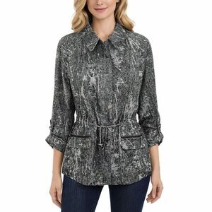 Chico's Jacket Size 1 (8) Gray Peter Pan Collar